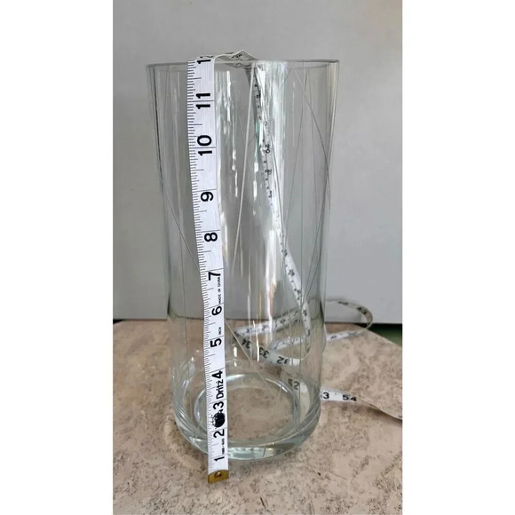 Vintage Create And Barrel Clear Classic Large Cut Glass Design Tall Flower Vase - Picture 4 of 6